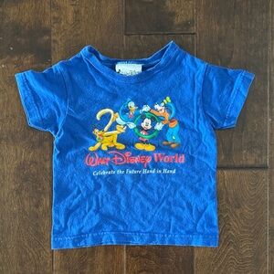Disney World  Y2K Blue Kids T-Shirt with Characters 2000